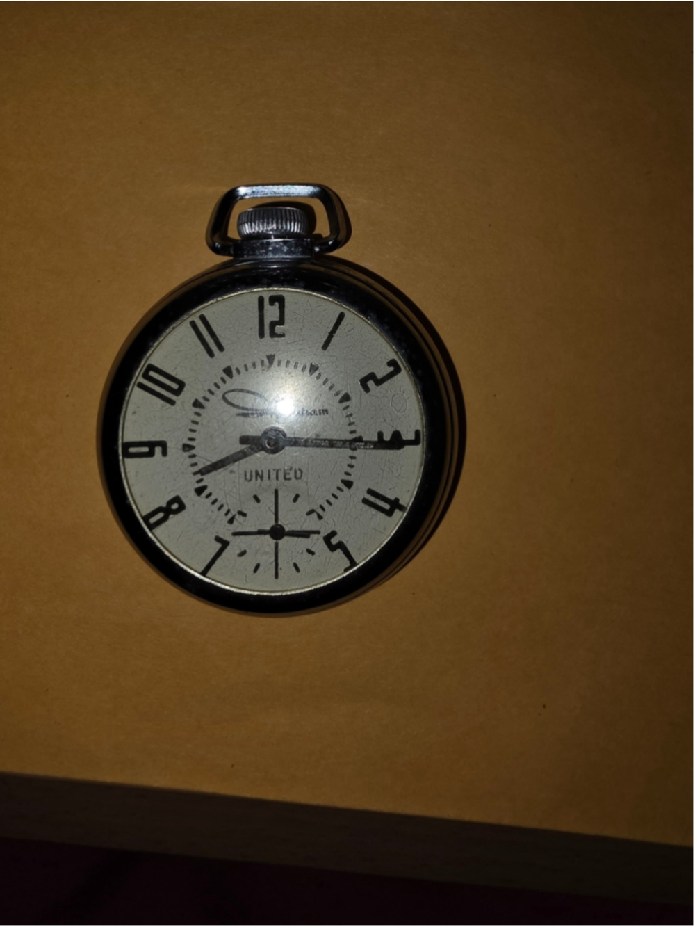 Vintage Ingraham United Mechanical Wind Up Pocket Watch Working USA